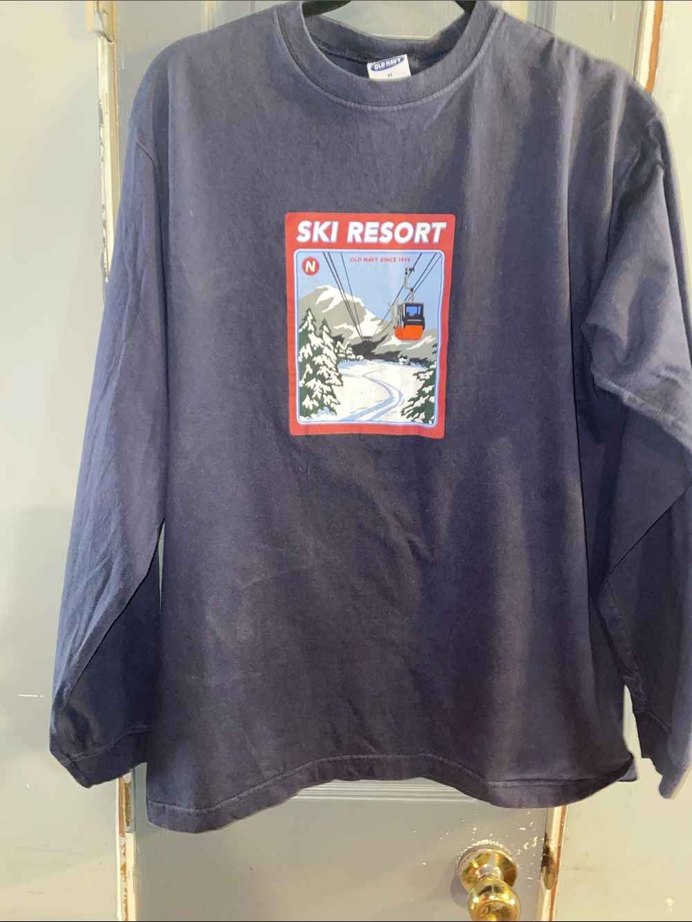 Old Navy Navy Ski Resort Graphic Tee with Red Accents